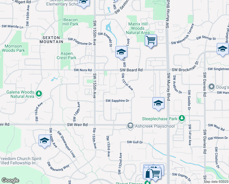 map of restaurants, bars, coffee shops, grocery stores, and more near 9627 Southwest Lodestone Drive in Beaverton