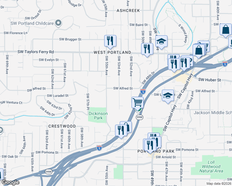 map of restaurants, bars, coffee shops, grocery stores, and more near in 