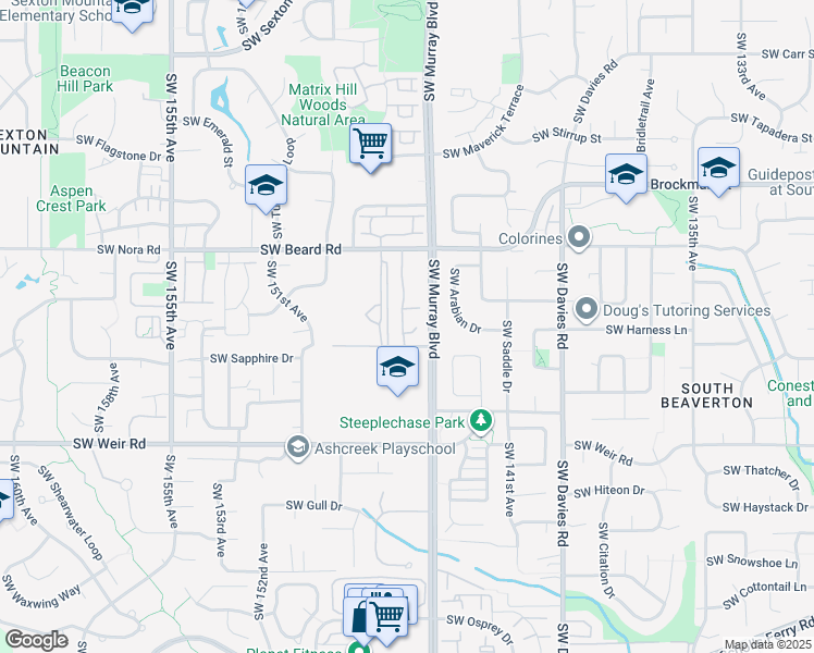 map of restaurants, bars, coffee shops, grocery stores, and more near 9455 Southwest 146th Terrace in Beaverton