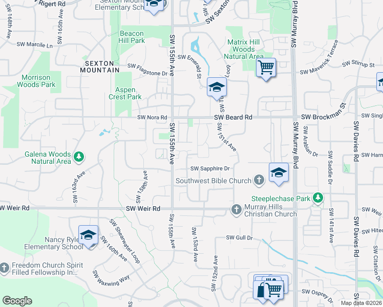 map of restaurants, bars, coffee shops, grocery stores, and more near 15370 Southwest Lexington Lane in Beaverton