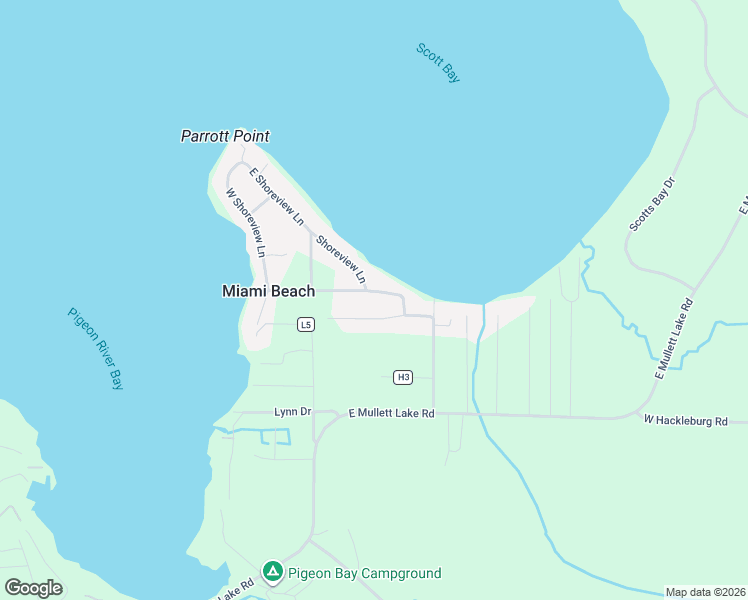 map of restaurants, bars, coffee shops, grocery stores, and more near 3028 Parrotts Pointe Road in Cheboygan