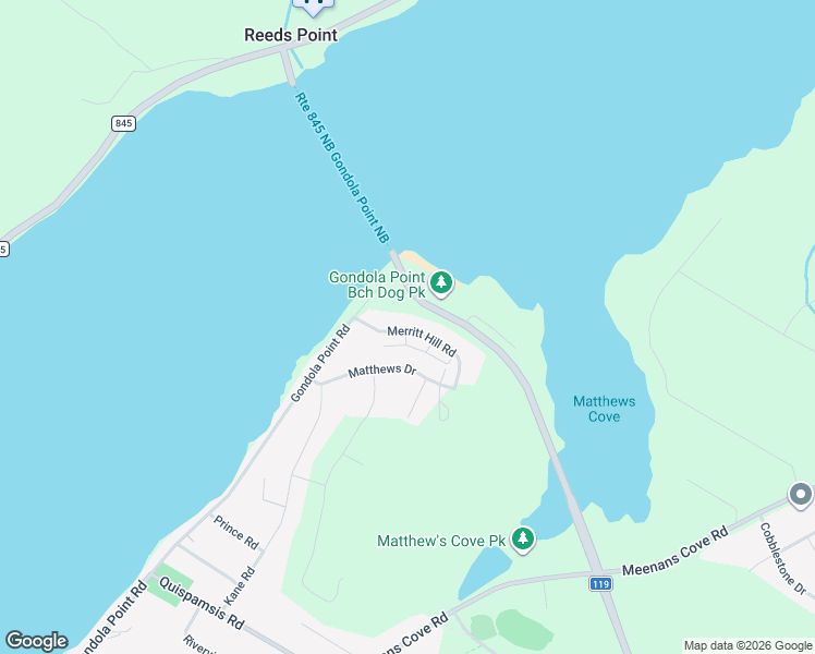 map of restaurants, bars, coffee shops, grocery stores, and more near 27 Merritt Hill Road in Quispamsis