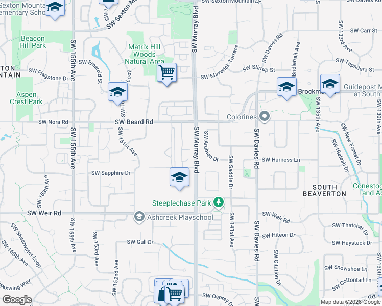 map of restaurants, bars, coffee shops, grocery stores, and more near 14475 Southwest Arabian Drive in Beaverton