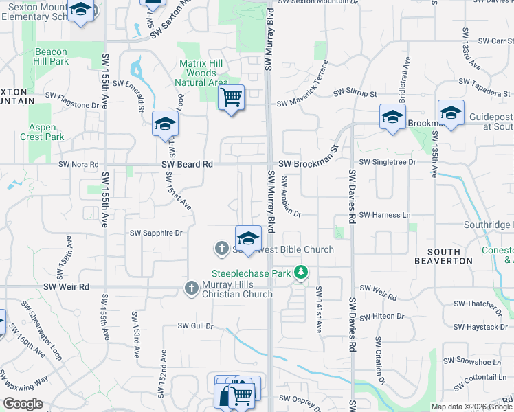 map of restaurants, bars, coffee shops, grocery stores, and more near 9490 Southwest 146th Terrace in Beaverton