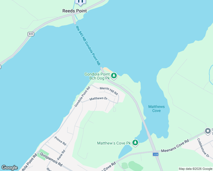 map of restaurants, bars, coffee shops, grocery stores, and more near 27 Merritt Hill Road in Quispamsis