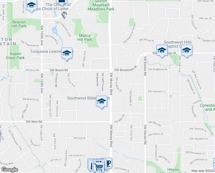 map of restaurants, bars, coffee shops, grocery stores, and more near 14475 Southwest Arabian Drive in Beaverton
