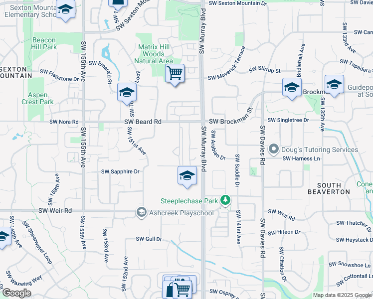 map of restaurants, bars, coffee shops, grocery stores, and more near 9455 Southwest 146th Terrace in Beaverton