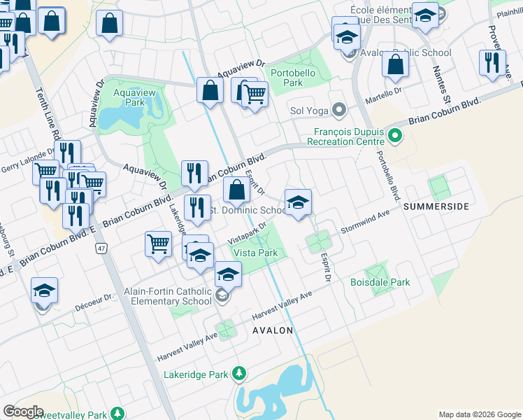 map of restaurants, bars, coffee shops, grocery stores, and more near 310 Sarabella Street in Ottawa