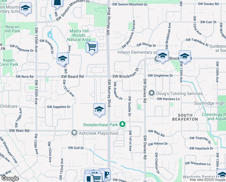 map of restaurants, bars, coffee shops, grocery stores, and more near 14475 Southwest Arabian Drive in Beaverton