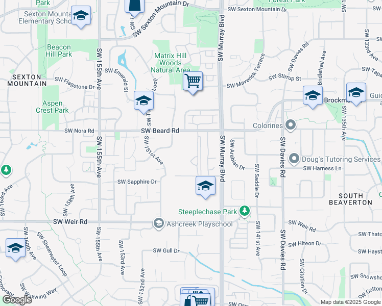 map of restaurants, bars, coffee shops, grocery stores, and more near 14700 Southwest Beard Road in Beaverton