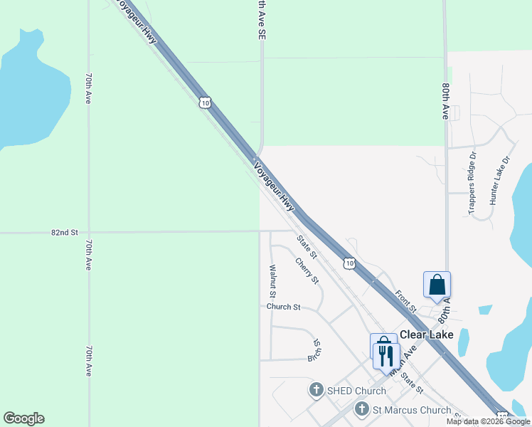 map of restaurants, bars, coffee shops, grocery stores, and more near 7551 State Street in Clear Lake