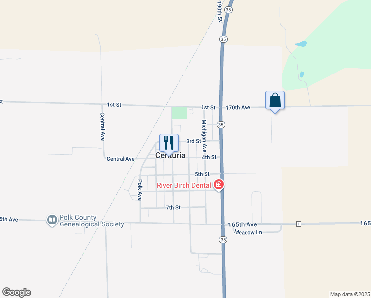 map of restaurants, bars, coffee shops, grocery stores, and more near 309 Superior Avenue in Centuria