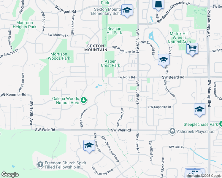 map of restaurants, bars, coffee shops, grocery stores, and more near 15895 Southwest Galena Way in Beaverton