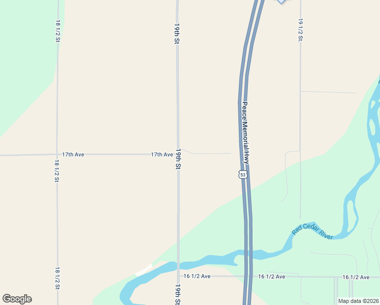 map of restaurants, bars, coffee shops, grocery stores, and more near 1901-1913 17th Avenue in Rice Lake