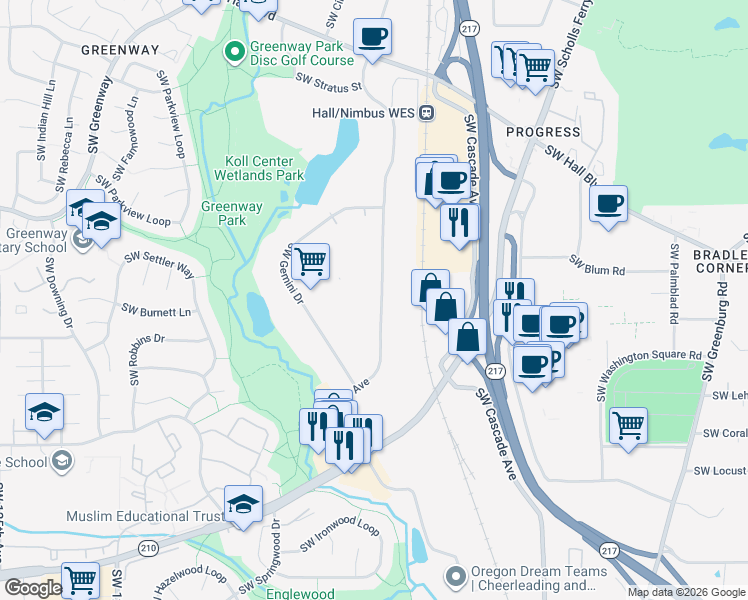 map of restaurants, bars, coffee shops, grocery stores, and more near in Washington County