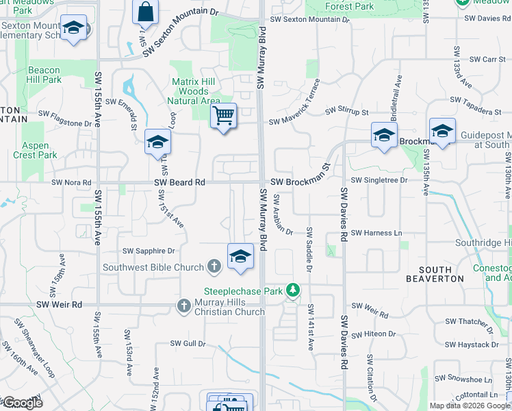 map of restaurants, bars, coffee shops, grocery stores, and more near 14475 Southwest Arabian Drive in Beaverton