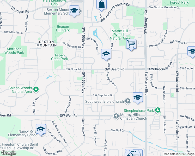 map of restaurants, bars, coffee shops, grocery stores, and more near 9495 Southwest Lodestone Drive in Beaverton