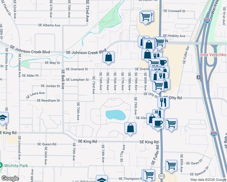 map of restaurants, bars, coffee shops, grocery stores, and more near 40 Southeast Cook Court in Portland