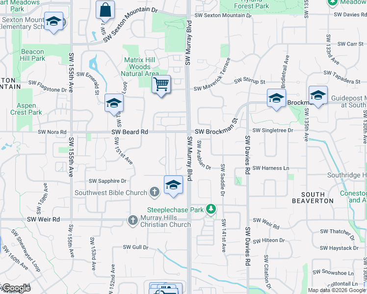 map of restaurants, bars, coffee shops, grocery stores, and more near 14475 Southwest Arabian Drive in Beaverton