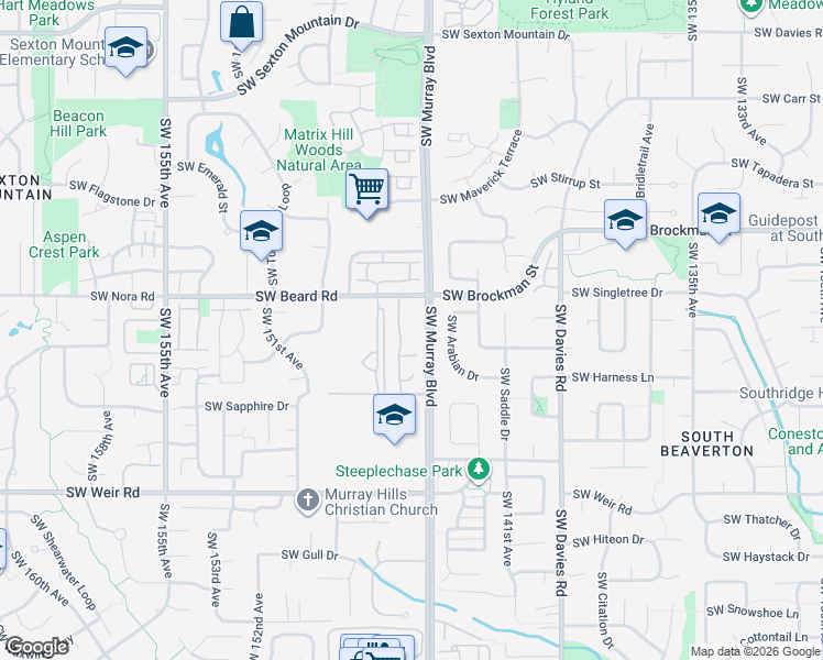 map of restaurants, bars, coffee shops, grocery stores, and more near 14475 Southwest Arabian Drive in Beaverton