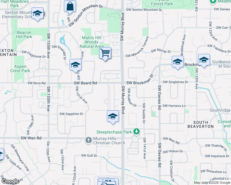 map of restaurants, bars, coffee shops, grocery stores, and more near 9455 Southwest 146th Terrace in Beaverton