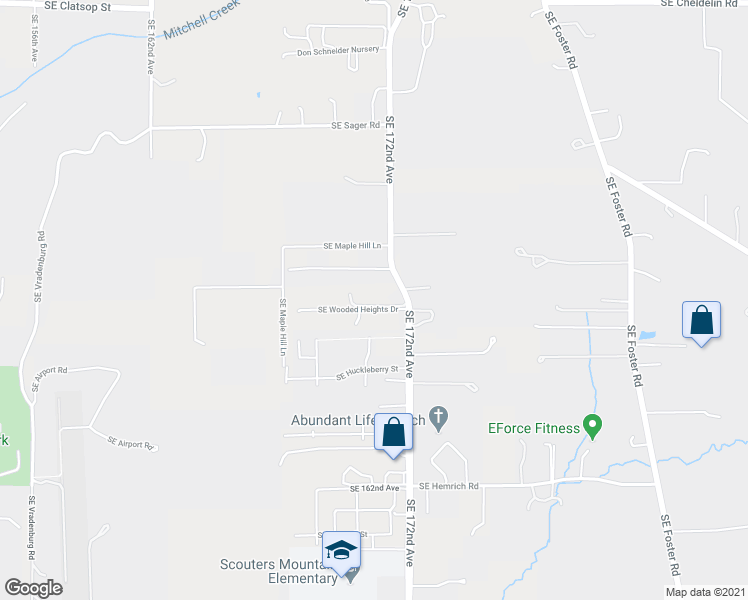 map of restaurants, bars, coffee shops, grocery stores, and more near 9757 Southeast 172nd Avenue in Happy Valley