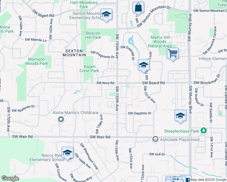 map of restaurants, bars, coffee shops, grocery stores, and more near 15506 Southwest Peridot Way in Beaverton