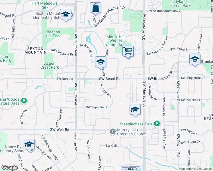 map of restaurants, bars, coffee shops, grocery stores, and more near 15085 Southwest Bluestone Court in Beaverton