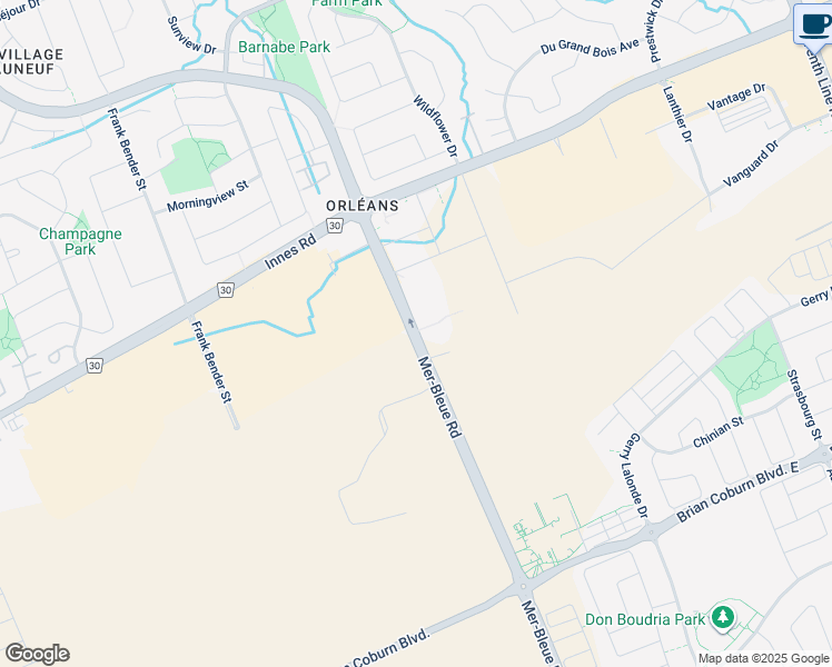 map of restaurants, bars, coffee shops, grocery stores, and more near 2059 Mer-Bleue Road in Ottawa
