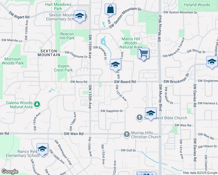 map of restaurants, bars, coffee shops, grocery stores, and more near 9215 Southwest Stallion Court in Beaverton