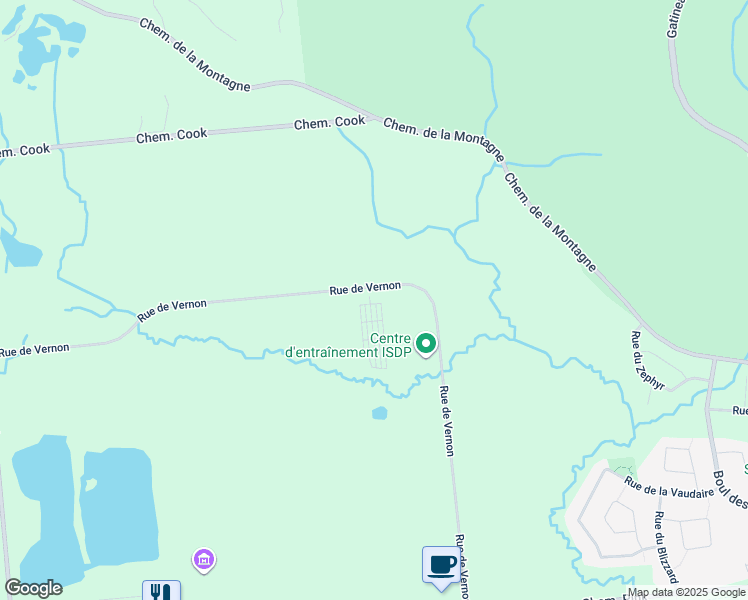 map of restaurants, bars, coffee shops, grocery stores, and more near 765 Rue de Vernon in Gatineau