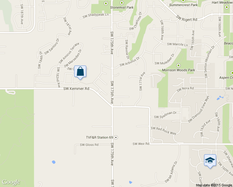 map of restaurants, bars, coffee shops, grocery stores, and more near 9320 SW 175th Ave in Beaverton