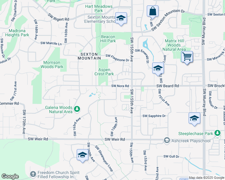 map of restaurants, bars, coffee shops, grocery stores, and more near 15820 Southwest Redstone Drive in Beaverton