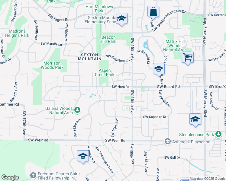 map of restaurants, bars, coffee shops, grocery stores, and more near 15820 Southwest Redstone Drive in Beaverton