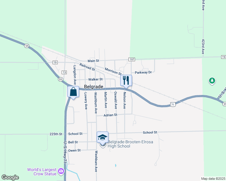 map of restaurants, bars, coffee shops, grocery stores, and more near 432 Oswald Avenue in Belgrade