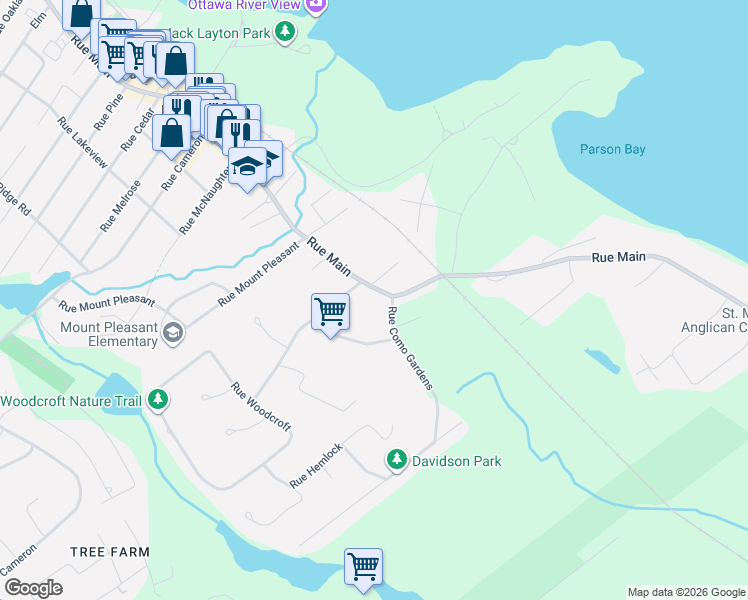 map of restaurants, bars, coffee shops, grocery stores, and more near 361 Rue Main in Hudson