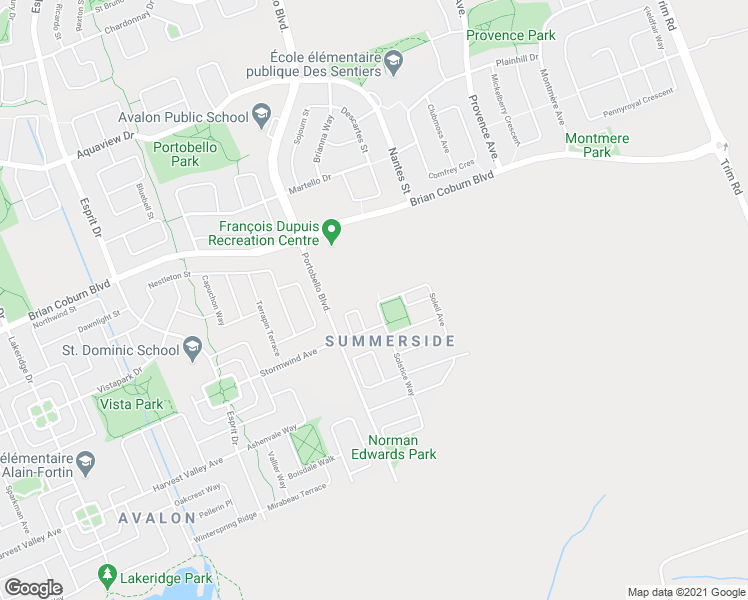 map of restaurants, bars, coffee shops, grocery stores, and more near 222 Soleil Avenue in Ottawa