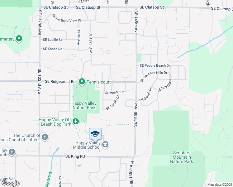 map of restaurants, bars, coffee shops, grocery stores, and more near 14273 Southeast Dunlin Drive in Happy Valley