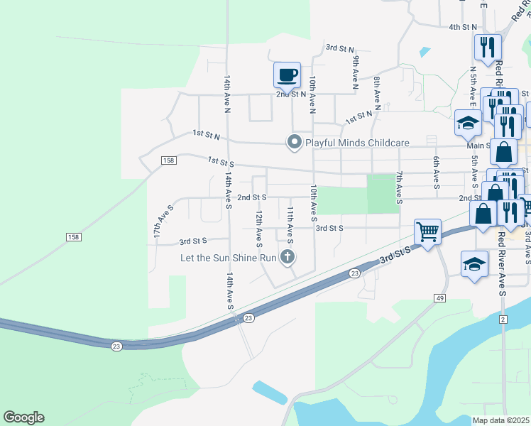 map of restaurants, bars, coffee shops, grocery stores, and more near 216 12th Avenue South in Cold Spring