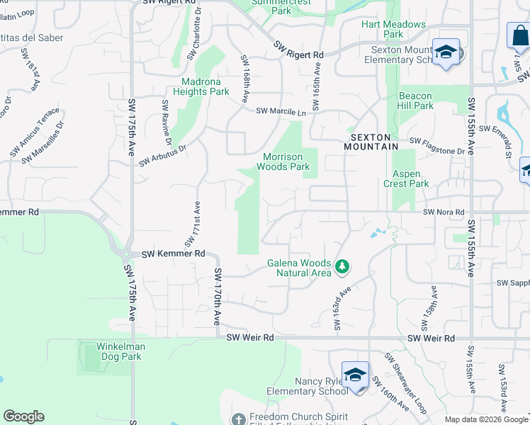map of restaurants, bars, coffee shops, grocery stores, and more near 9260 Southwest Oregon Jade Terrace in Beaverton