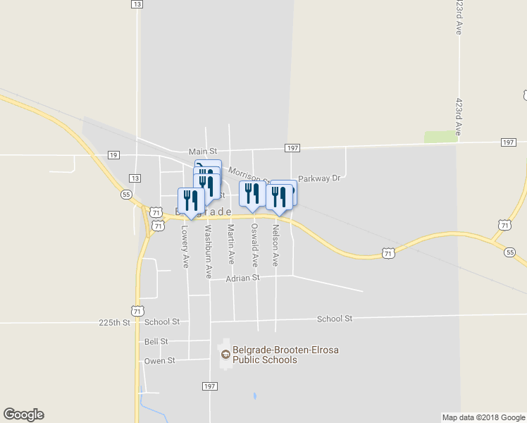 map of restaurants, bars, coffee shops, grocery stores, and more near 432 Oswald Avenue in Belgrade