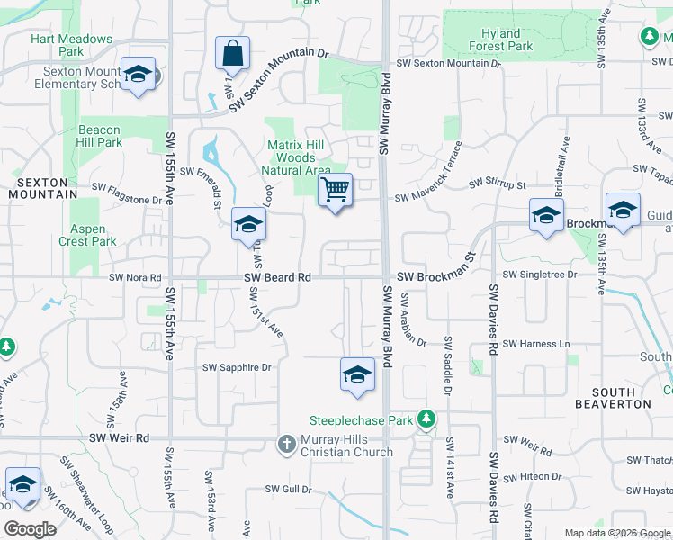 map of restaurants, bars, coffee shops, grocery stores, and more near 14781 Southwest Beard Road in Beaverton
