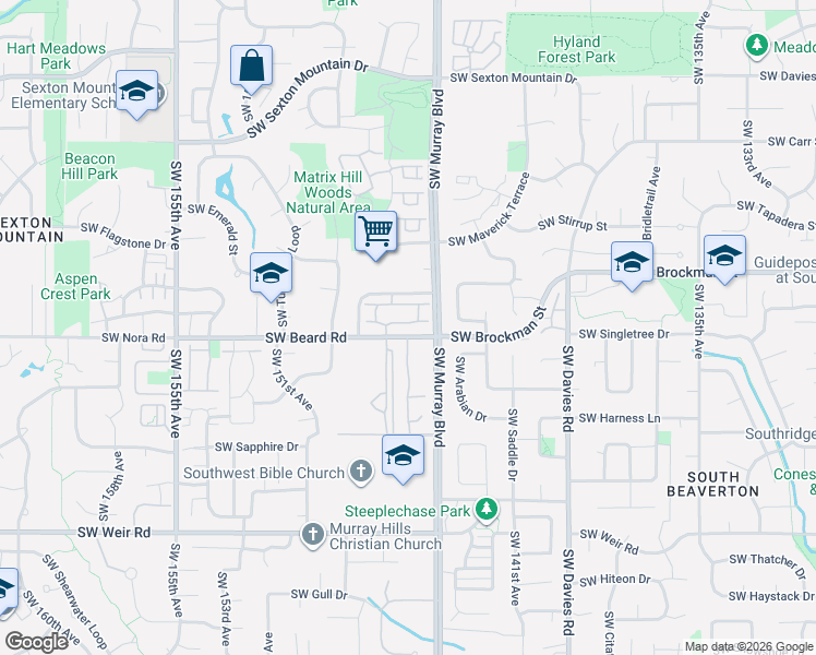 map of restaurants, bars, coffee shops, grocery stores, and more near 9450 Southwest 146th Terrace in Beaverton
