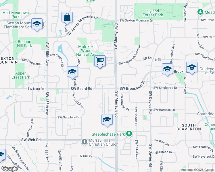 map of restaurants, bars, coffee shops, grocery stores, and more near 9450 Southwest 146th Terrace in Beaverton