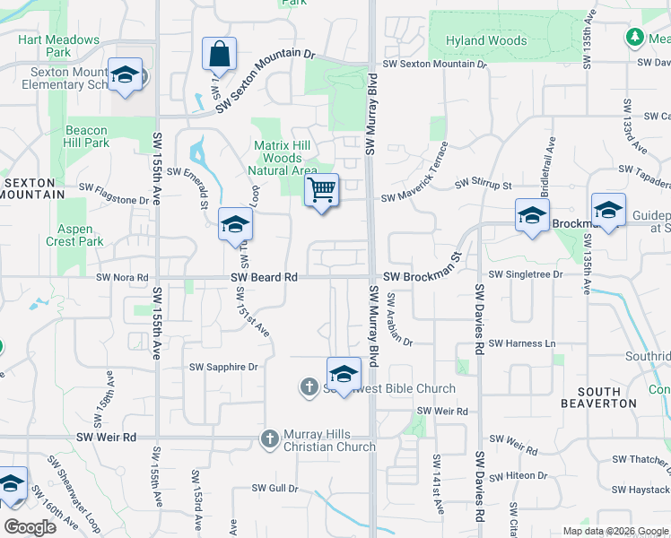 map of restaurants, bars, coffee shops, grocery stores, and more near 9450 Southwest 146th Terrace in Beaverton