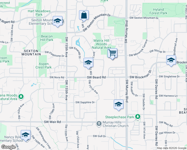 map of restaurants, bars, coffee shops, grocery stores, and more near 15085 Southwest Bluestone Court in Beaverton