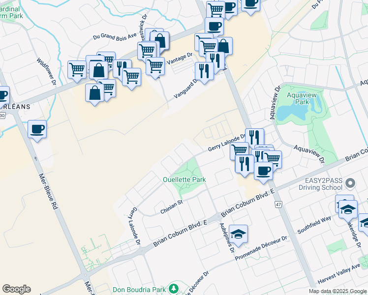 map of restaurants, bars, coffee shops, grocery stores, and more near in Ottawa