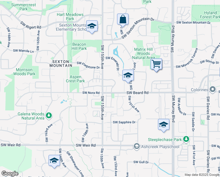 map of restaurants, bars, coffee shops, grocery stores, and more near 9195 Southwest Ivory Street in Beaverton