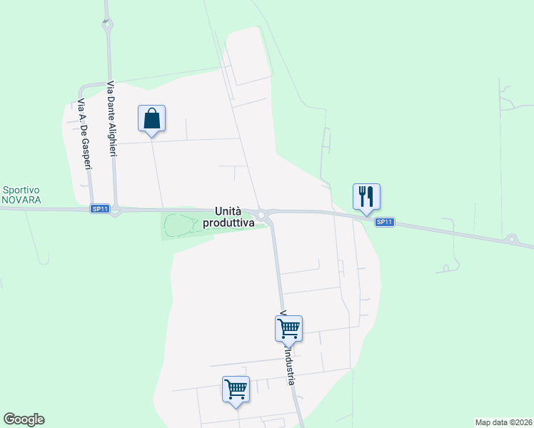 map of restaurants, bars, coffee shops, grocery stores, and more near 16 Strada Provinciale per Biandrate in Unita' Produttiva