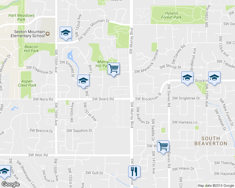 map of restaurants, bars, coffee shops, grocery stores, and more near 9450 Southwest 146th Terrace in Beaverton